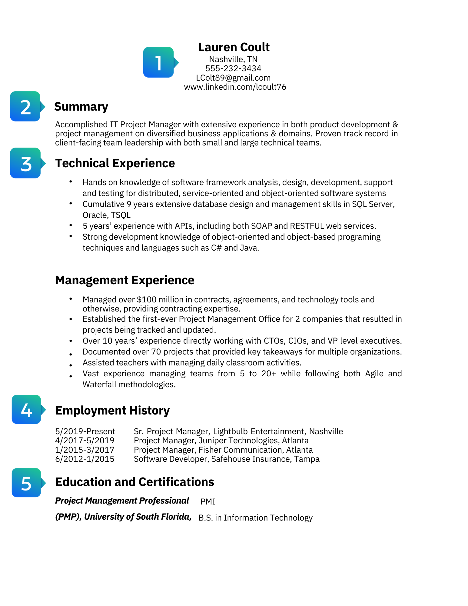 functional resume parts