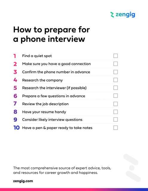 Prepare Phone Interview Checklist preview