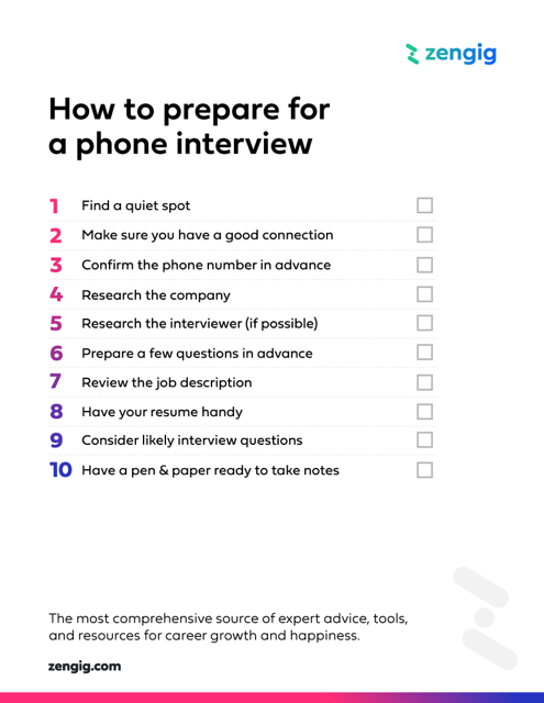 How to Prepare for a Phone Interview Checklist