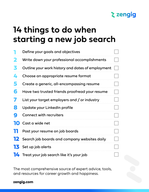 New job search checklist
