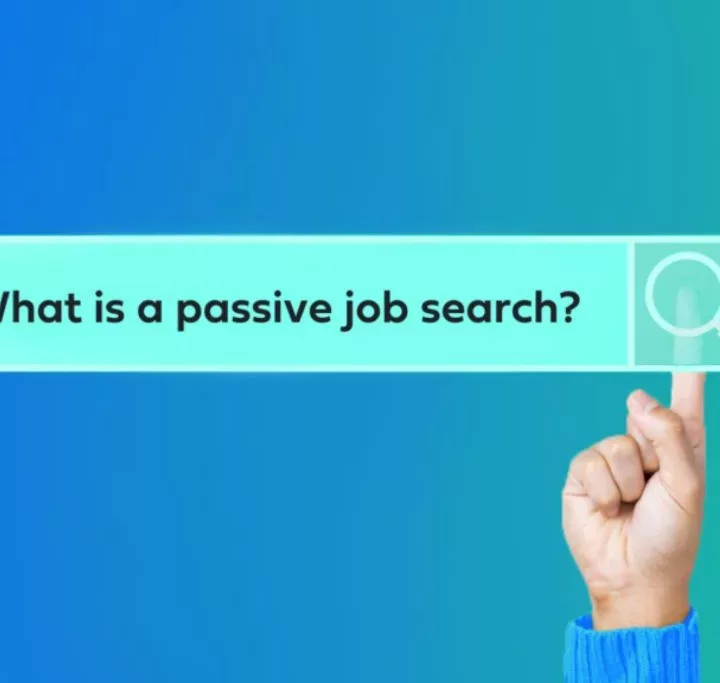 finger pointing at a search bar that says what is a passive job search