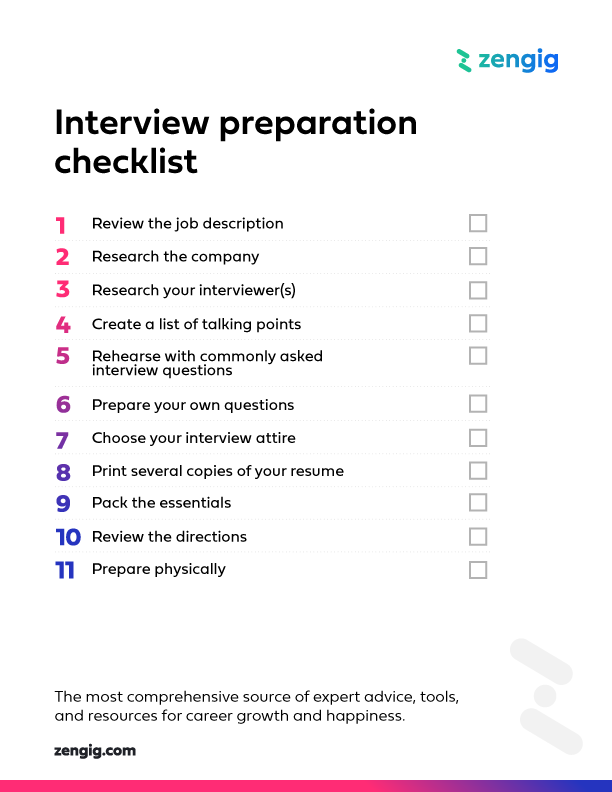 Interview prep checklist image of downloadable pdf